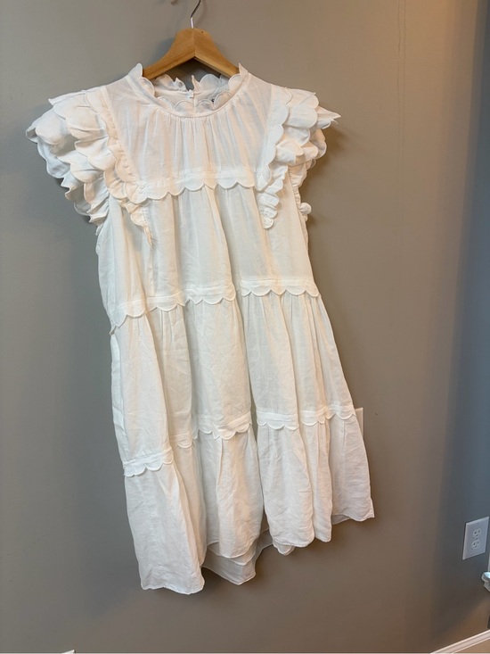 Sea New York Dresses & Skirts - Sea New York White Scallop-Trim Tiered Mini Dress